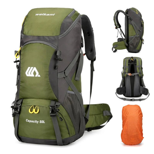 Waterproof 50L Hiking Backpack, Lightweight with Rain Cover.
