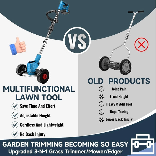 Cordless String Trimmer and Edger, 3-in-1, 24V