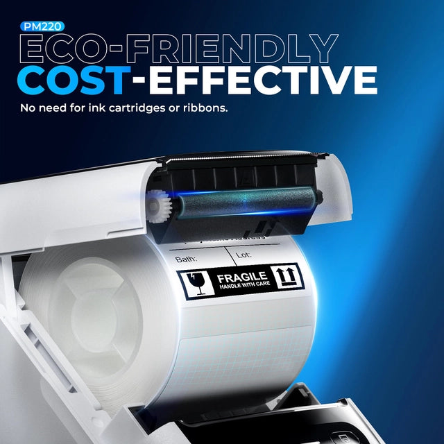 Nelko PM220 Bluetooth Thermal Label Printer, iOS & Android with 1 Roll