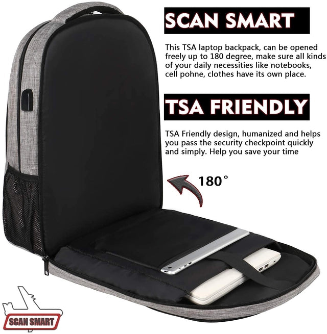 MATEIN Travel Laptop Backpack with USB, Fits 15.6 inch Laptop, Water Resistant
