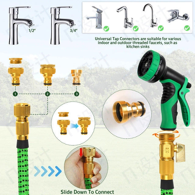 Expandable Hose Pipe for Garden 150FT/45m with Spray Gun and Connectors