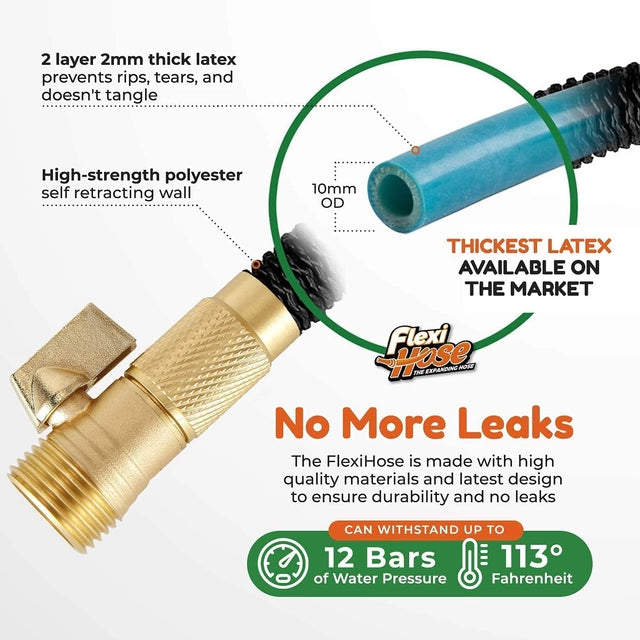 Expandable Flexi Garden Hose, 100ft/30m in Black