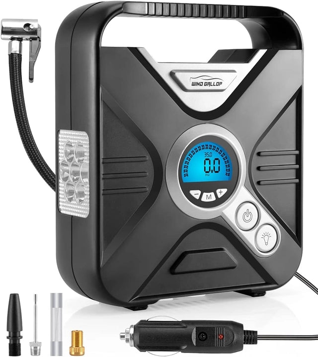 Car Tyre Pump, Electric Inflator with Digital Pressure Gauge – 12V DC