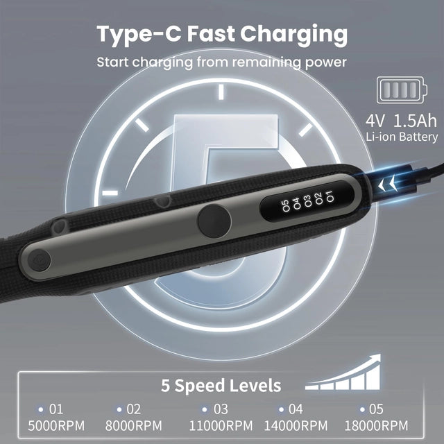 HARDELL Cordless Rotary Tool, 5 Speed, USB Charging