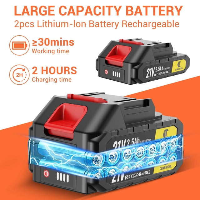 CONENTOOL Mini 6inch Cordless Chainsaw with 2x 5000mah Batteries and Charger