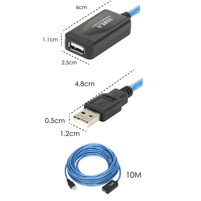 TRIXES 10m USB Extension Cable Active Repeater