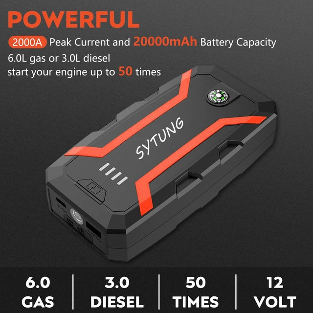 YTUNG Car Battery Booster Jump Starter Power Pack, 12v