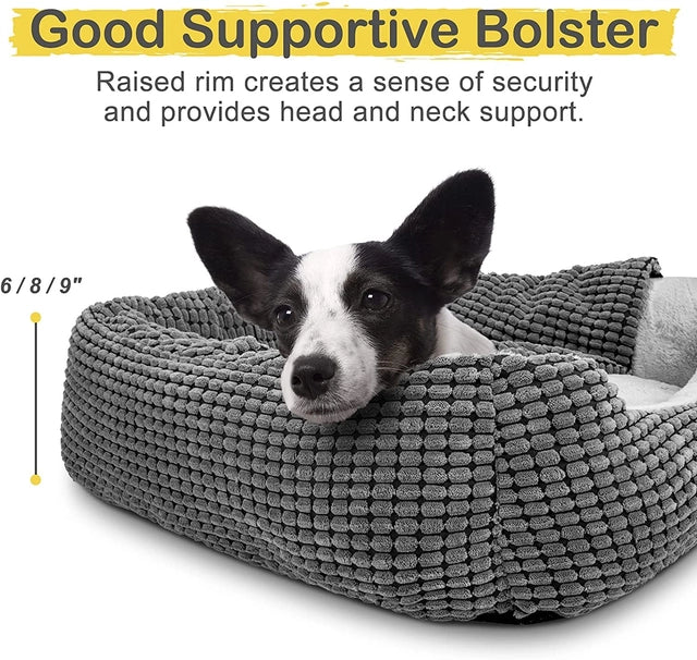 JOEJOY MEDIUM Rectangle Dog and Cat Bed, Warm  & Hooded & Luxury