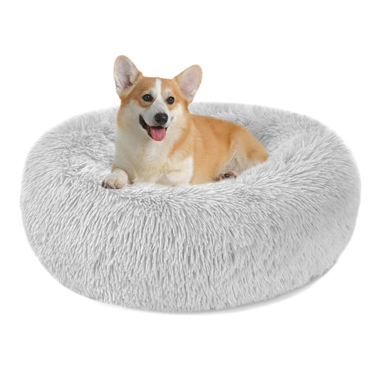 MEDIUM (60cm) Calming Cat and Dog Donut Bed in Light Grey