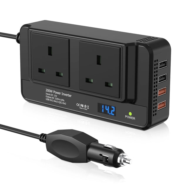 200W Car Voltage Converter Inverter DC 12V to AC 230V