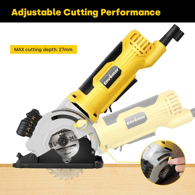 Enventor Mini Electric Circular Saw, 580watt 4000rpm with 3 Blades