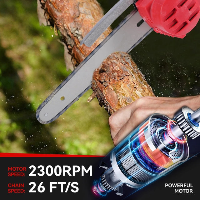 Cordless Pole Saw and Mini Chainsaw with 2x Batteries and Charger