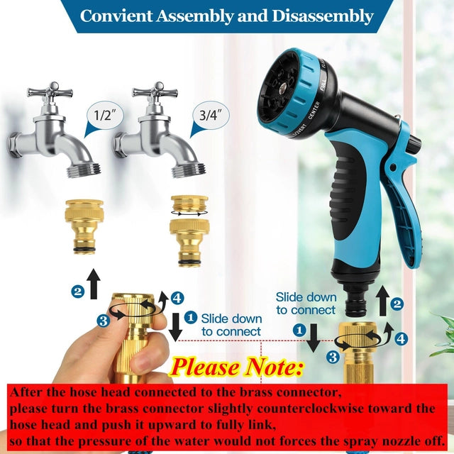 Expandable Garden Hose with 10 Function Spray Nozzle