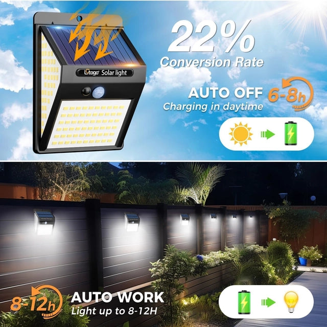 4 Pack of 140LED Solar Security Lights for Outdoor Use