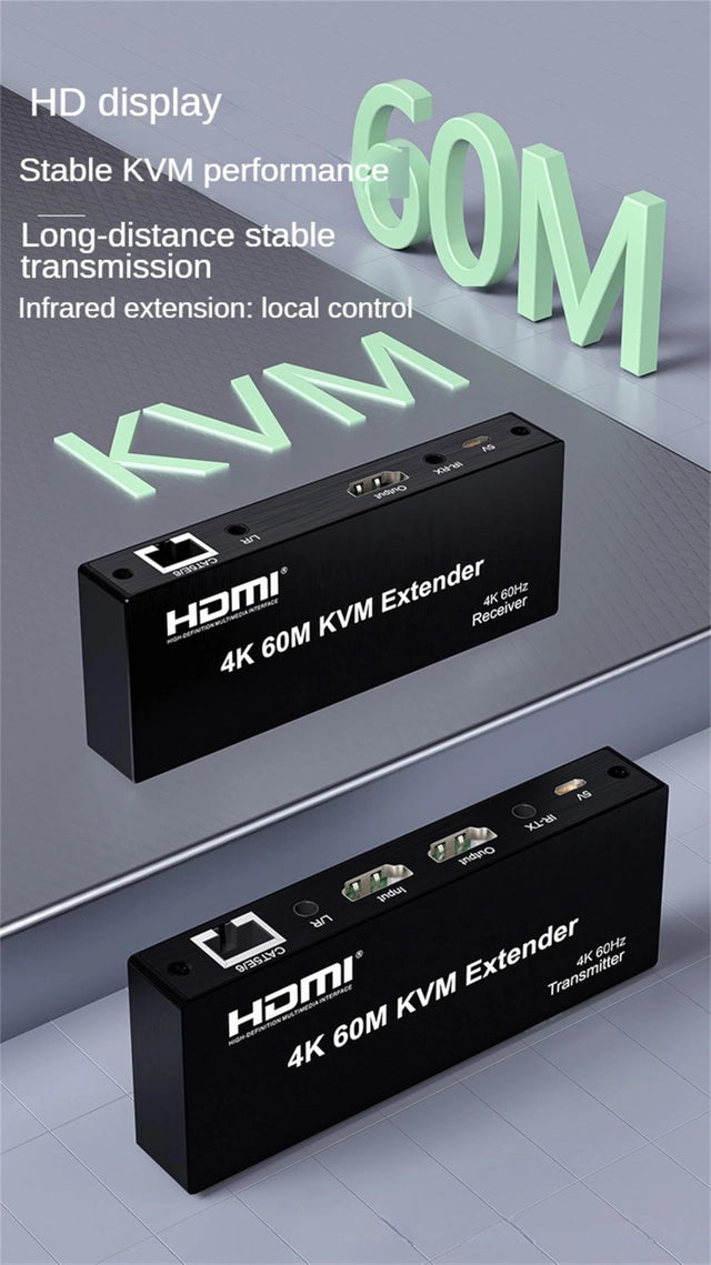 4K 30Hz HDMI KVM Extender over Rj45 Cat5e/6, 60m