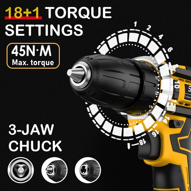 Sundpey Cordless Drill Set 21v - Drill Driver with 2 Batteries 2.0Ah