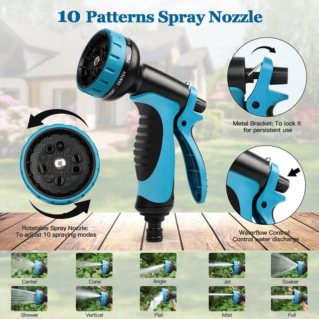 Expandable Garden Hose with 10 Function Spray Nozzle