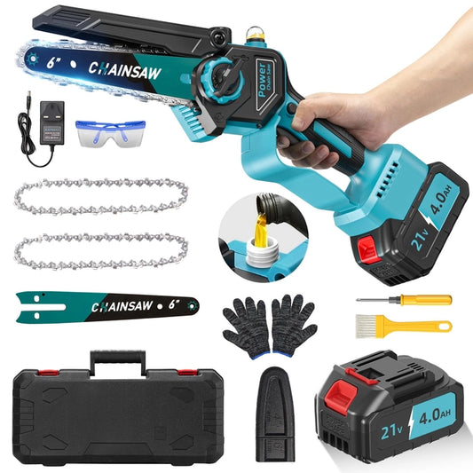 Mini Cordless Chainsaw, 6inch with Makita Compatible 18V Battery, 4000mAh, 1000W
