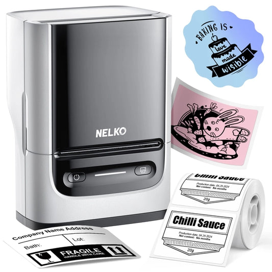 Nelko PM220 Bluetooth Thermal Label Printer, iOS & Android with 1 Roll