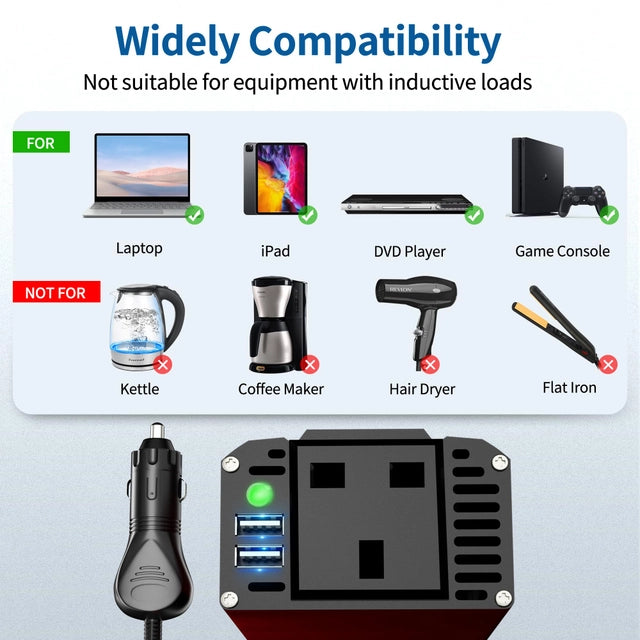 BGFOX 300w Car/Campervan/Van Power Inverter, DC 12v to 240v