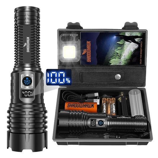 Shadowhawk LED Torch, Super Bright, Rechargeable, 500000 Lumens