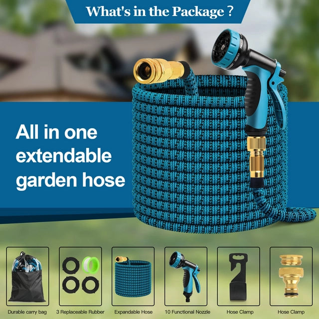 Expandable Garden Hose with 10 Function Spray Nozzle