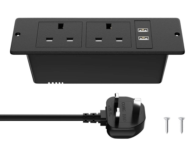 Recessed Power Strip with 2 Outlets and 2 USB