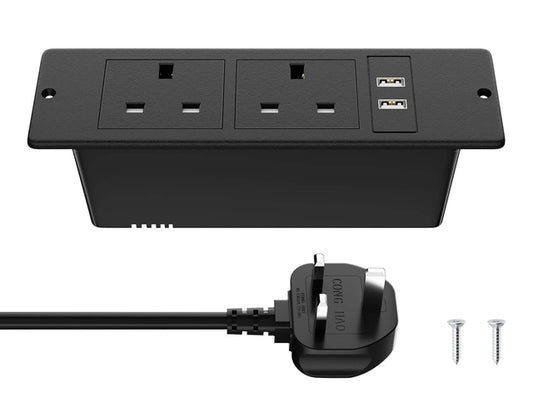 Recessed Power Strip with 2 Outlets and 2 USB