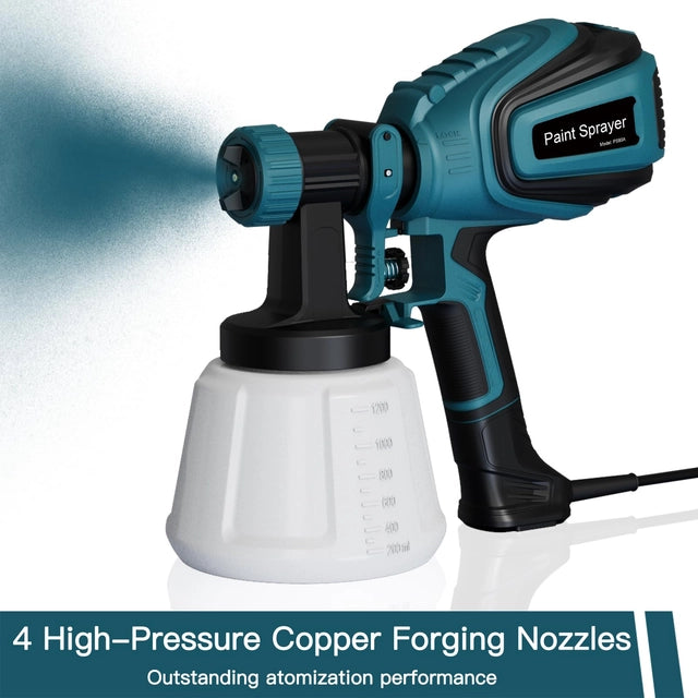 Paint Sprayer, 700W HVLP Electric Spray Gun with Cleaning & Blowing Joints