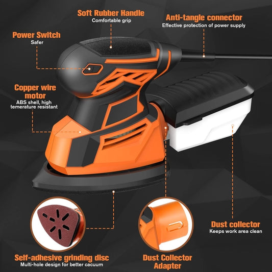 130w 14000rpm Detail Mouse Sander with Dust Collector