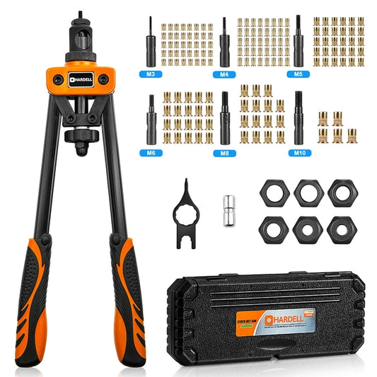 HARDELL Rivet Tool Kit, 14" Heavy Duty Hand Rivet Gun & 150 rivets