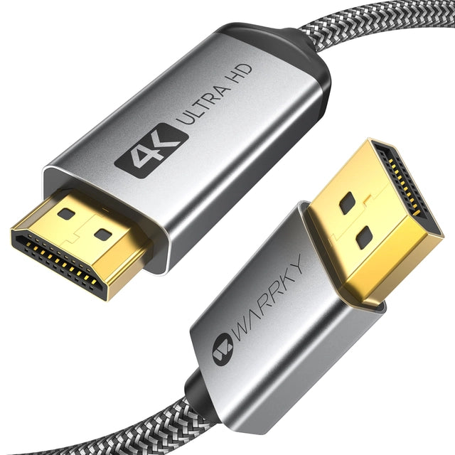 WARRKY 1.8m 4K Display Port to HDMI Cable, DP 1.2 Computer to HDMI 1.4 Screen