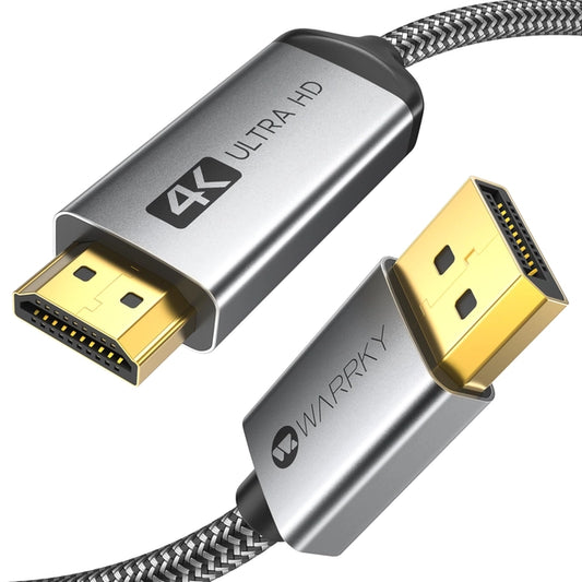 WARRKY 1.8m 4K Display Port to HDMI Cable, DP 1.2 Computer to HDMI 1.4 Screen