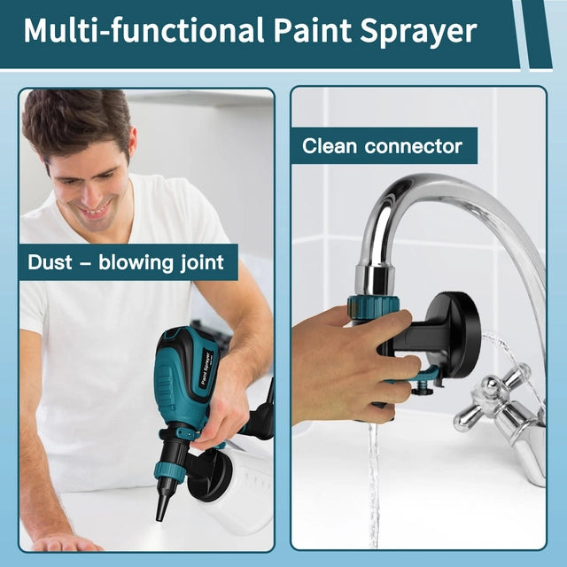Paint Sprayer, 700W HVLP Electric Spray Gun with Cleaning & Blowing Joints