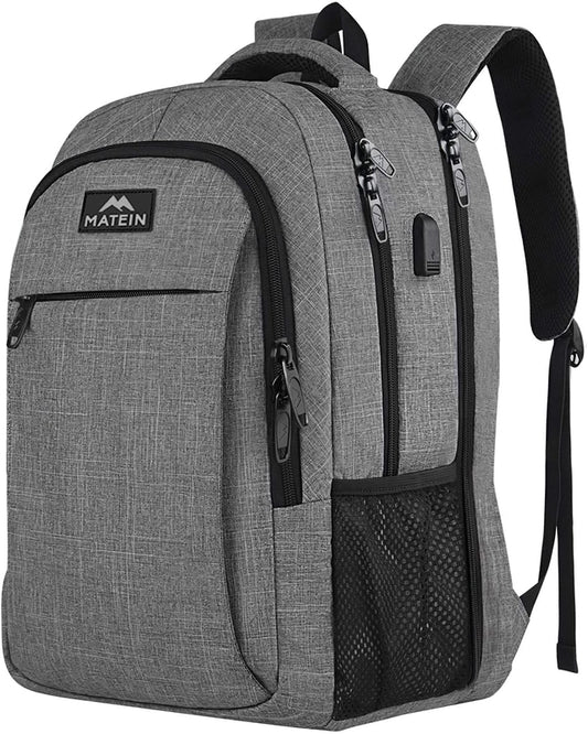 MATEIN Travel Laptop Backpack with USB, Fits 15.6 inch Laptop, Water Resistant