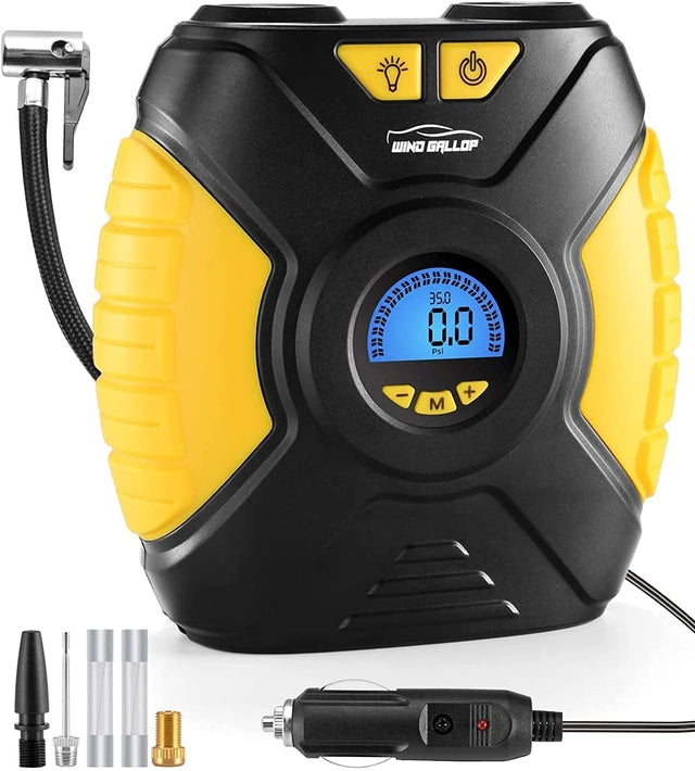Wind Gallop Digital Tyre Inflator, Air Compressor 300L/min, Auto Shutoff – 12V DC