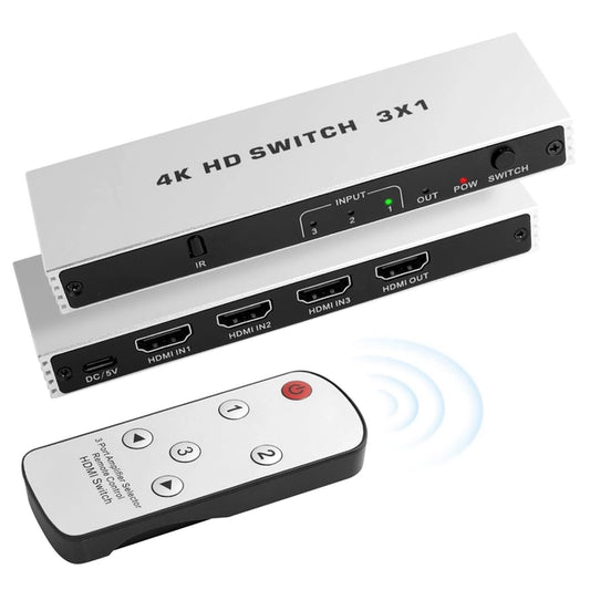 E-SHIDAI HDMI Switch, 3 in 1 Out, Supports 4K