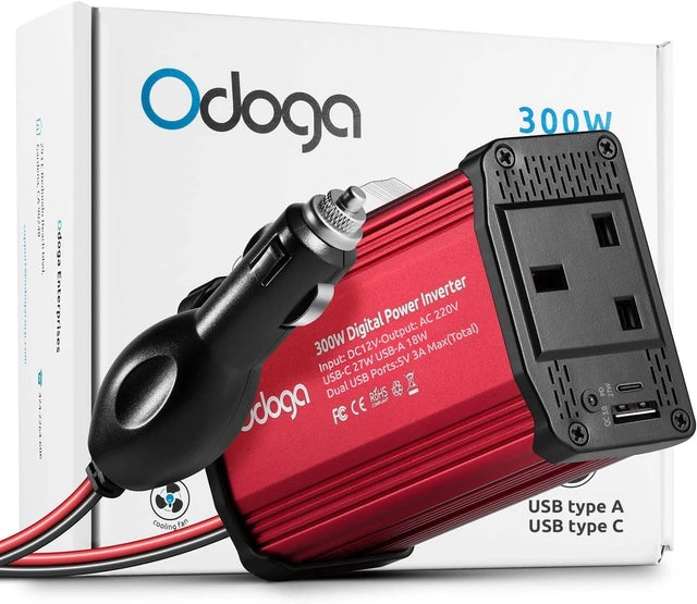 Odoga 300w Car Power Inverter 12v to 240v / 230v Converter
