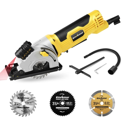 Enventor Mini Electric Circular Saw, 580watt 4000rpm with 3 Blades