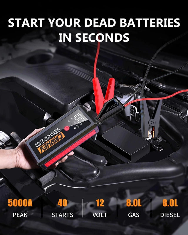 CARHEV 5000a Jump Starter Power Pack with USB and LED Flashlight