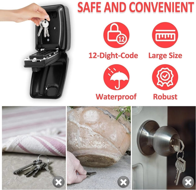 Outdoor Key Safe, 12 Digit Combination, Police Approved
