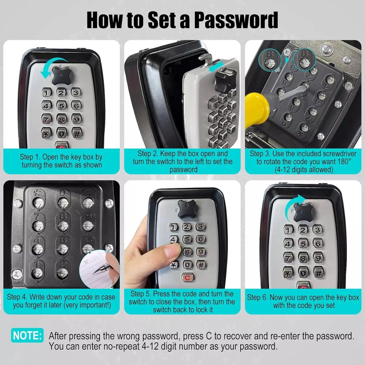 Extra Large Key Safe, Waterproof, Police Approved, 12 Digit Combination