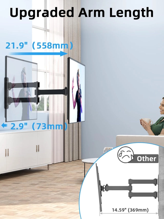 TV Wall Bracket [360° Rotation] [180° Swivel] [21.9"/55.6cm Extendable]