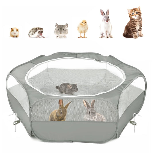 Pawaboo Small Animal Playpen, Breathable and Waterproof, Grey