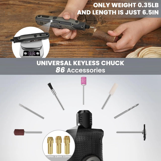 HARDELL Cordless Rotary Tool, 5 Speed, USB Charging