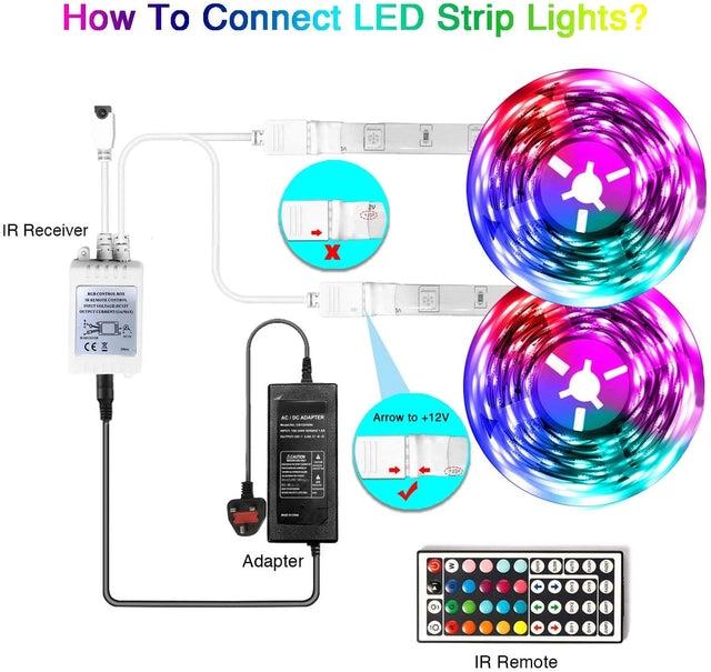 Led Strip Light, 40m Led Lights with 44 Keys Remote