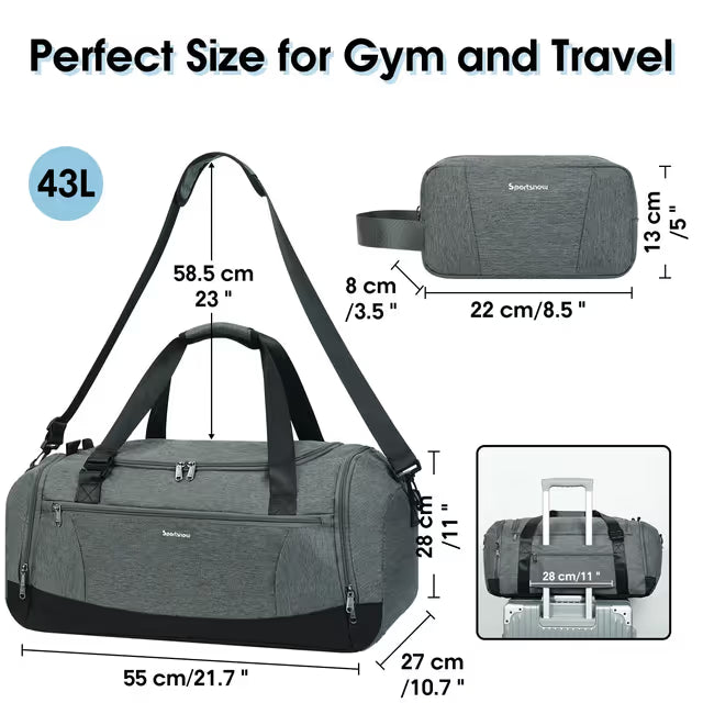 BRAND NEW Gym Bag Backpack with Shoes Wet Compartment in Grey