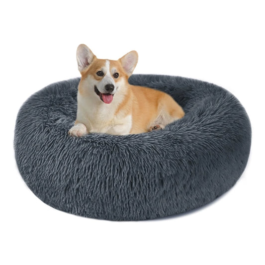 MEDIUM (60cm) Calming Cat and Dog Donut Bed in Grey